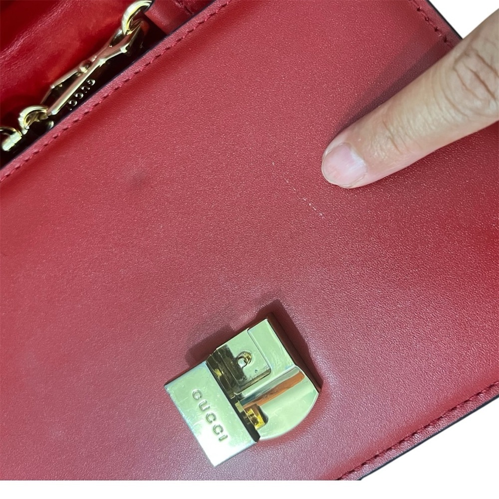 Gucci Sylvie Super Mini Red Calfskin Leather Bag - Picture 11 of 16